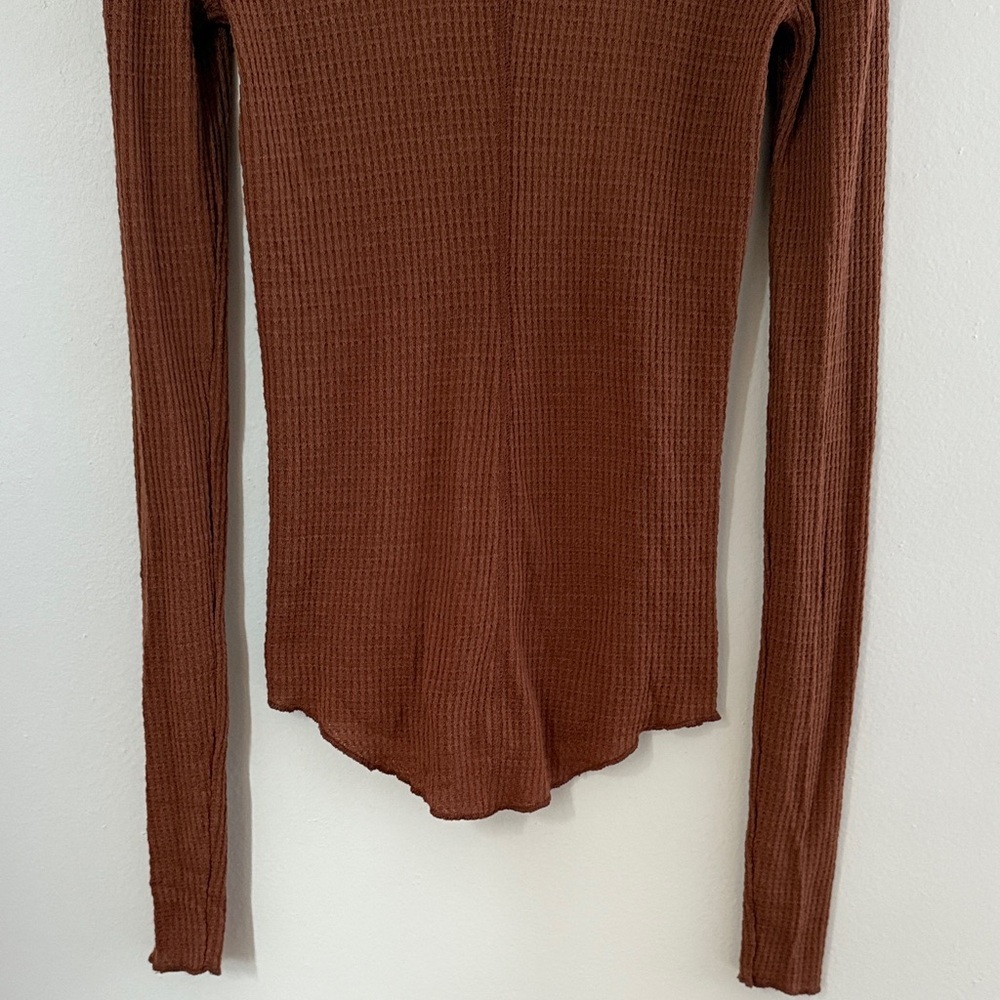 Free People Going Places Cardi Mocha Chocolate Brown Ribbed Button-Up Cardigan - Picture 6 of 8